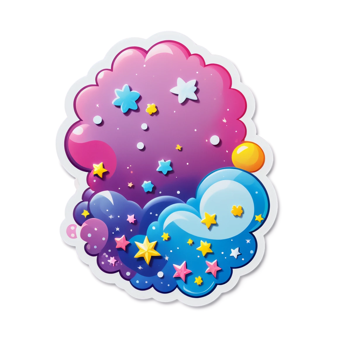 Night sky, colorful puffy sticker, puffy sticker