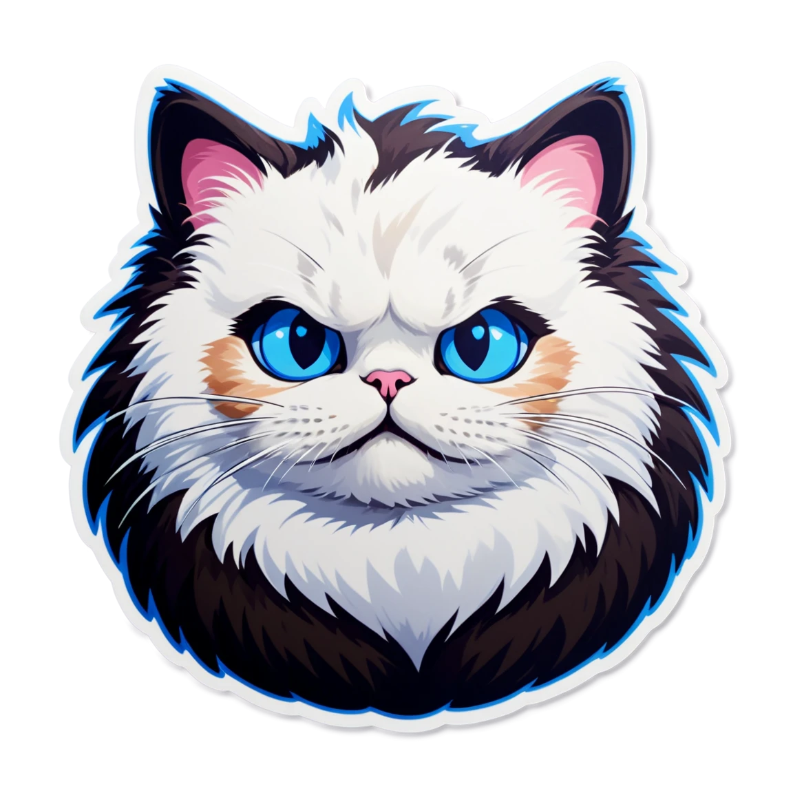 Cat face, light colored puffy cat, puffy cat sticker