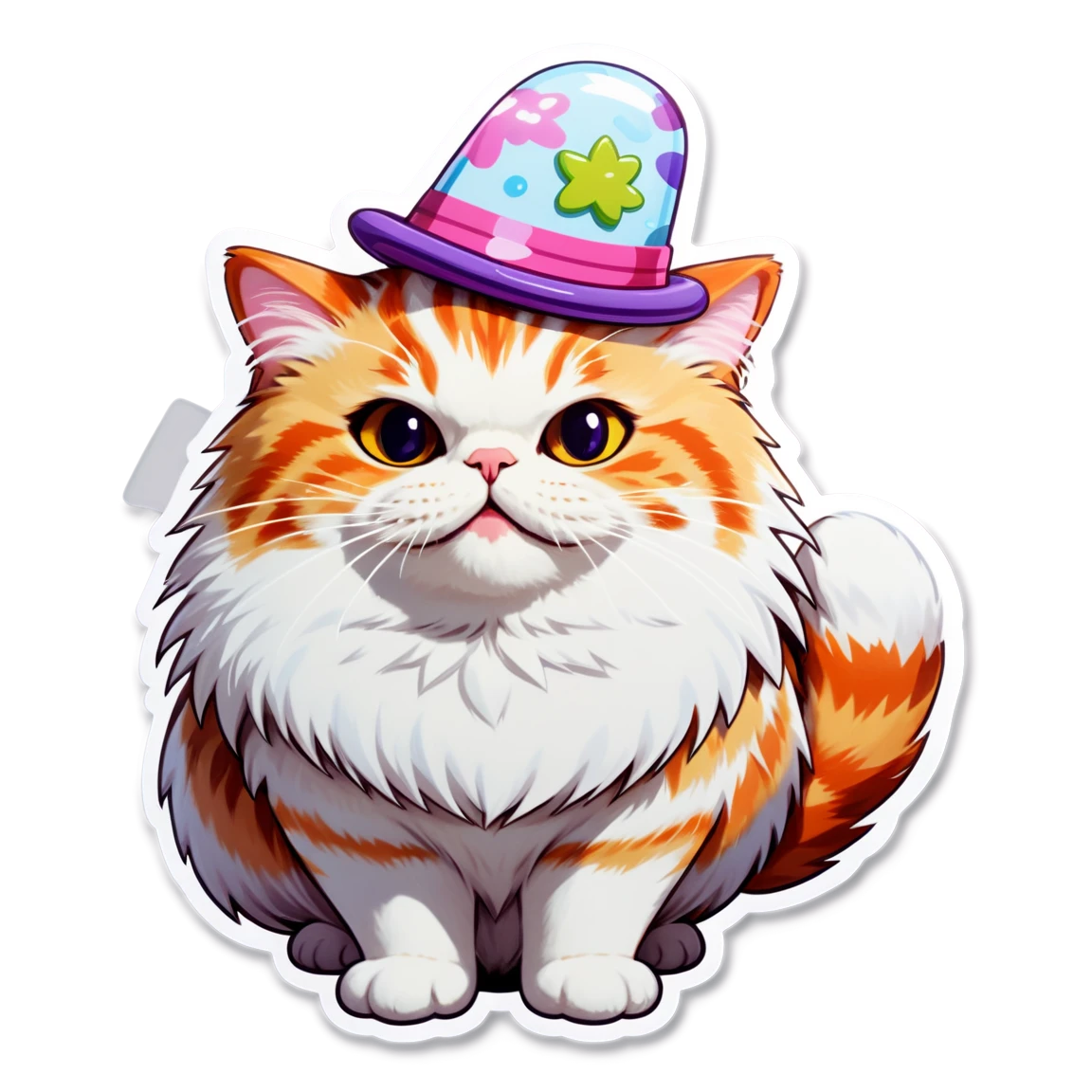 Cute cat, light colored puffy cat, puffy cat sticker