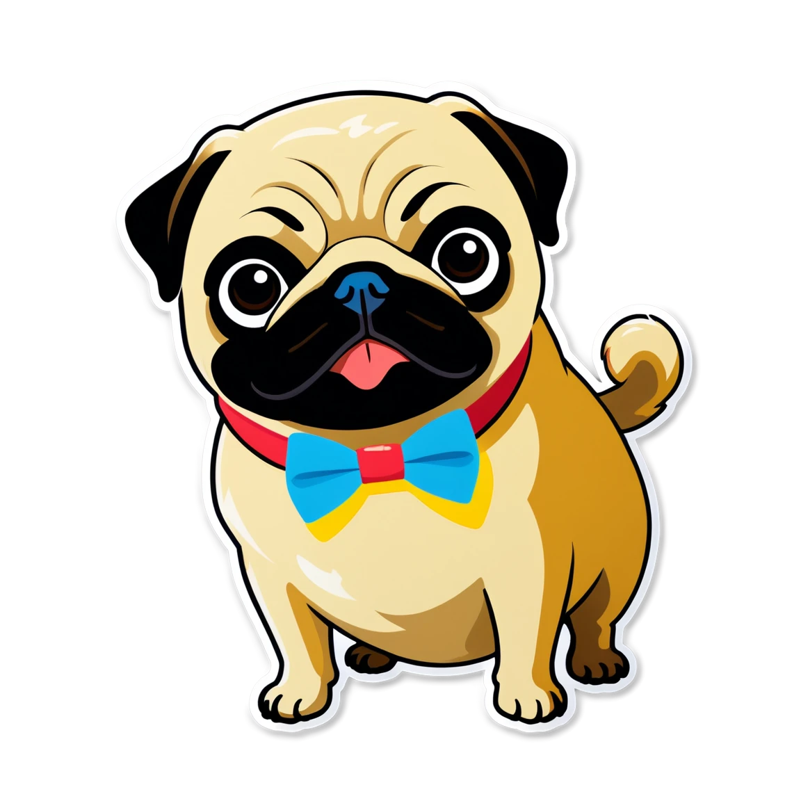 Pug wearing bowtie, pug sticker