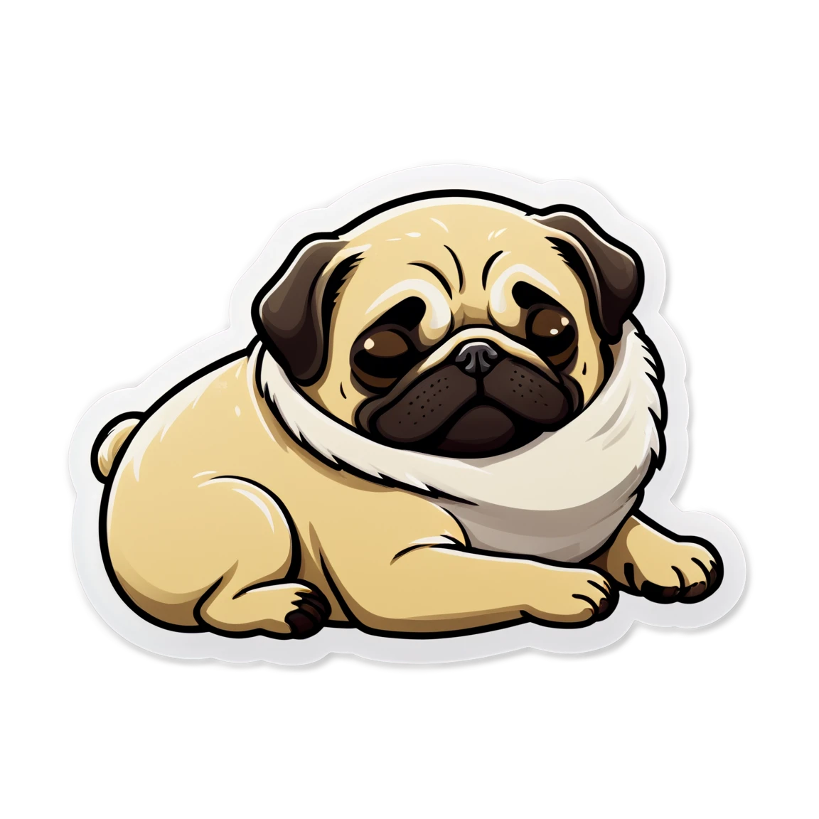 Pug sleeping, pug sticker