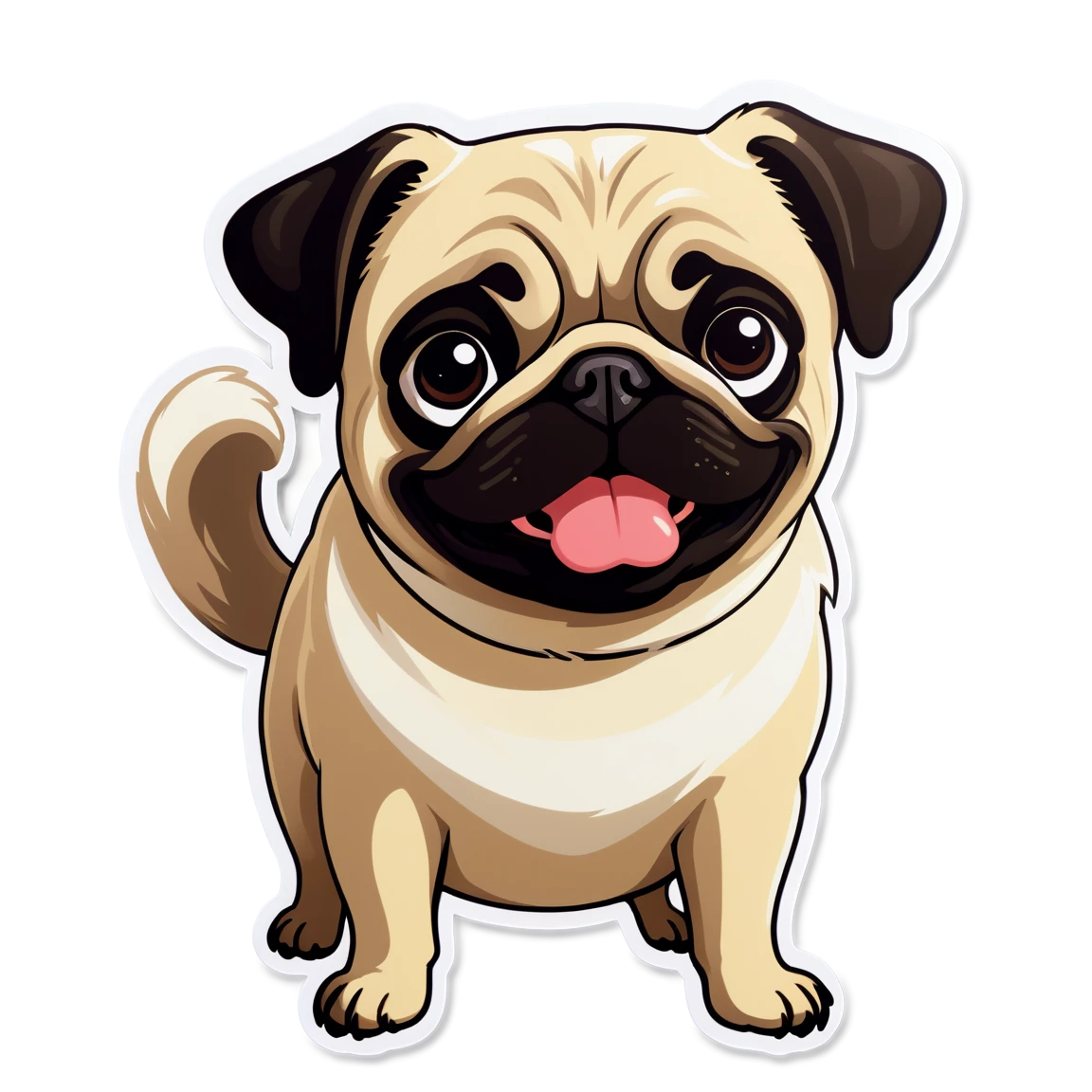 Pug wagging tail, pug  sticker