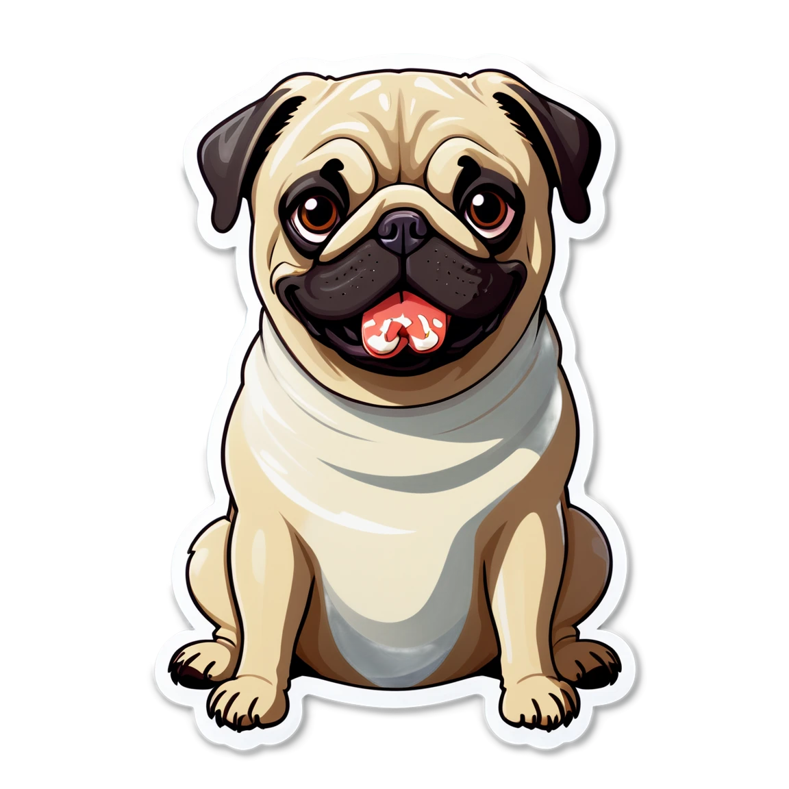 Pug with a bone, pug sticker