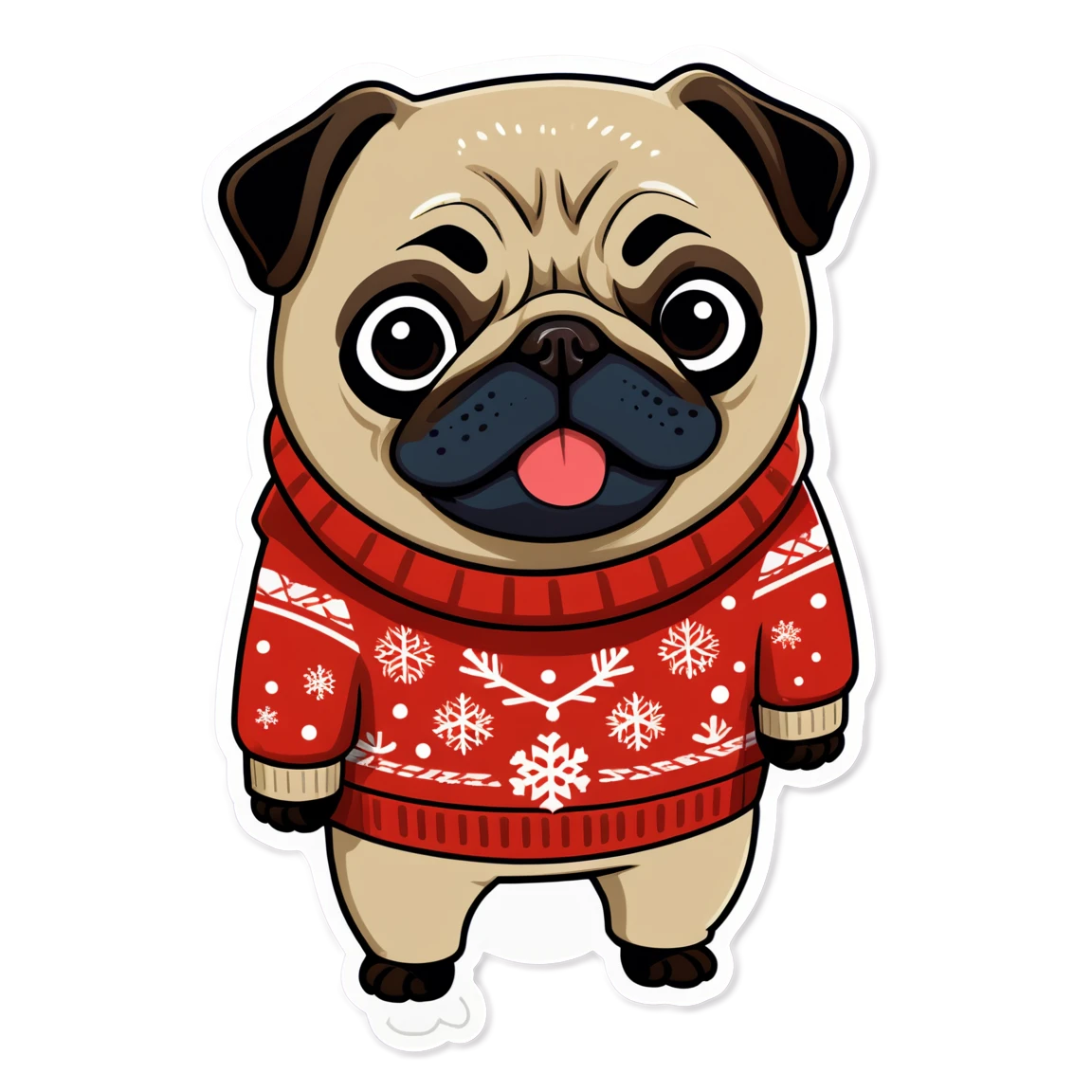 Pug in a sweater, pug sticker