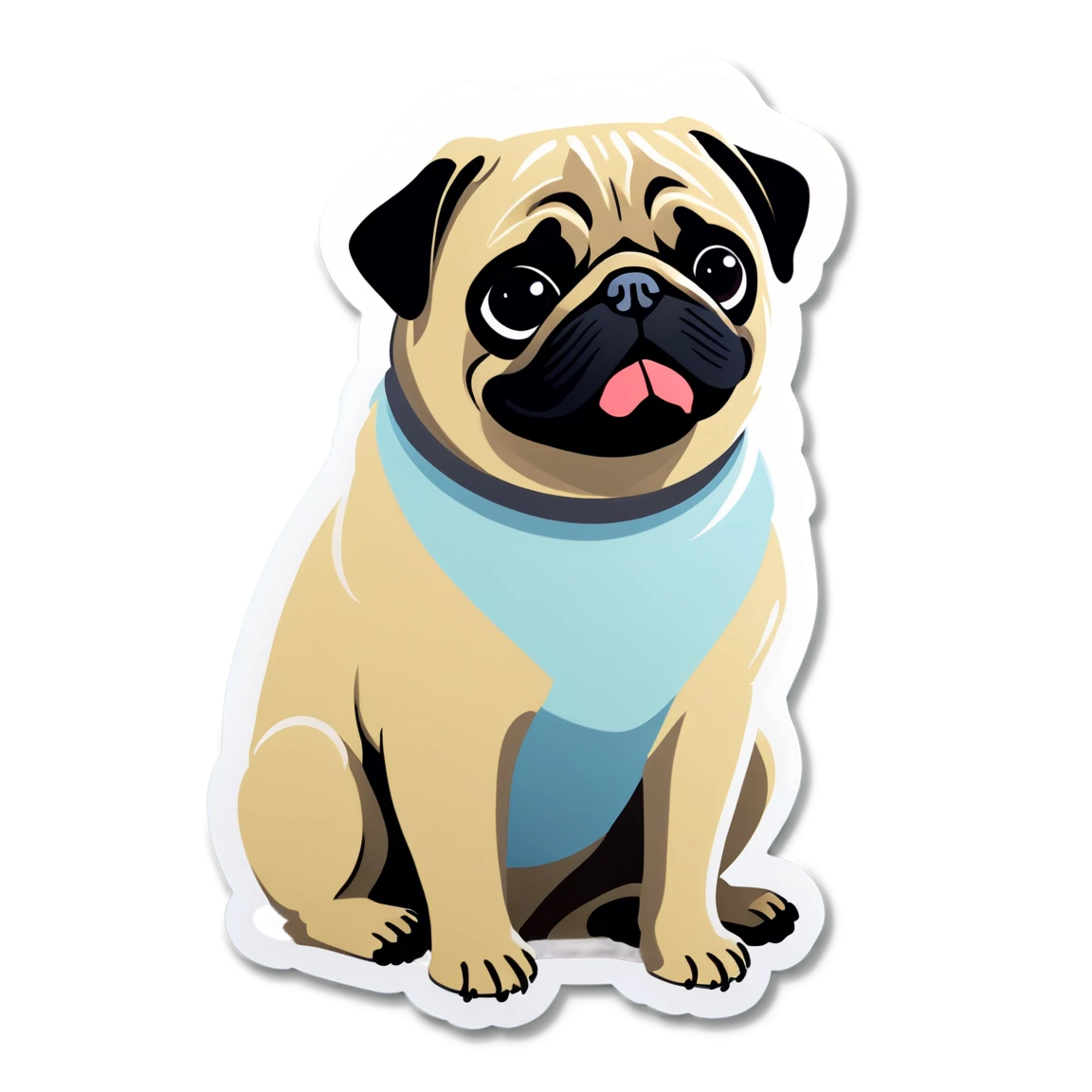 Pug sitting, pug sticker