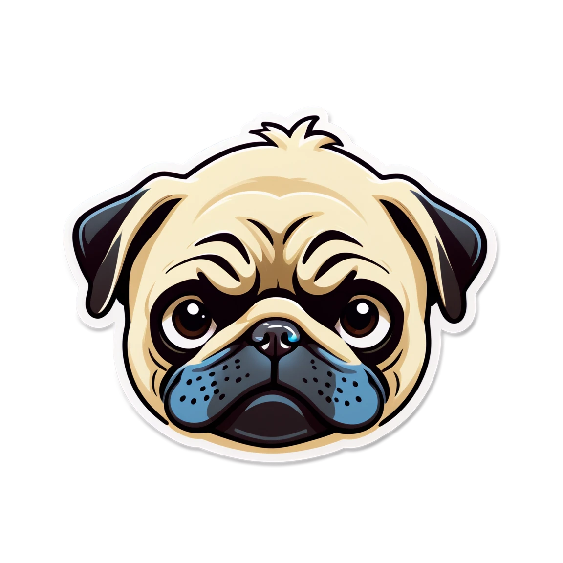 Pug with tilted head, pug sticker