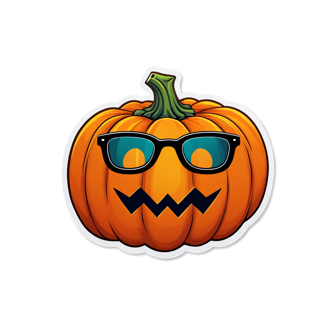 Pumpkin sticker wearing glasses