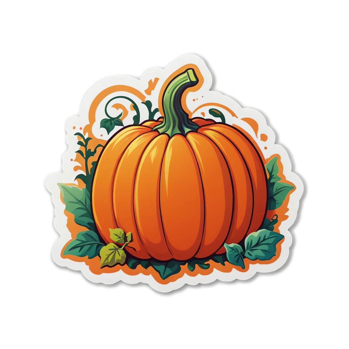 Pumpkin sticker in a garden