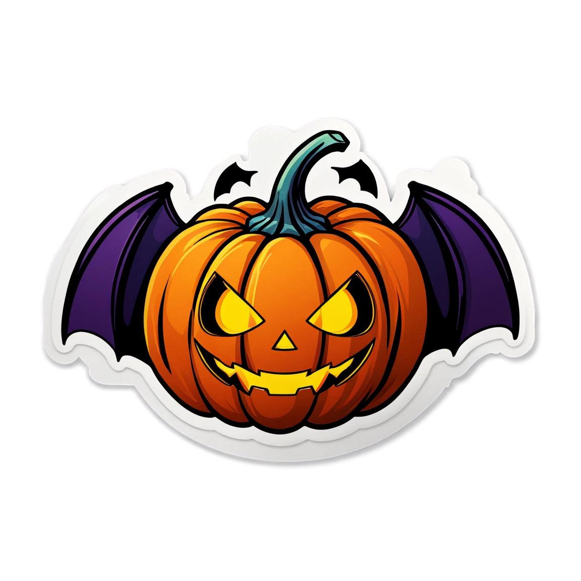 Pumpkin sticker with bats