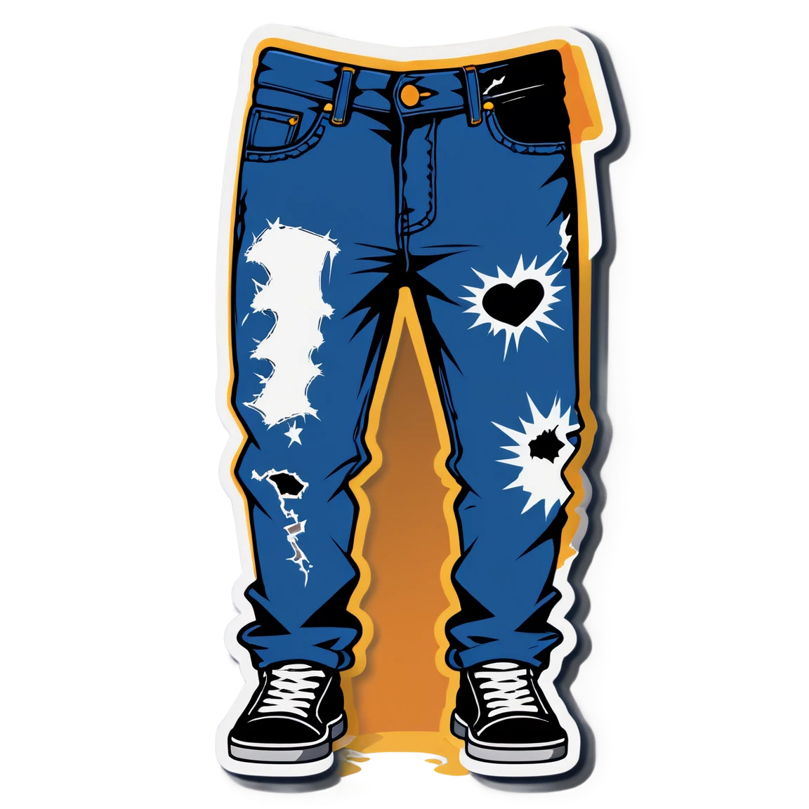 Punk sticker wearing torn jeans