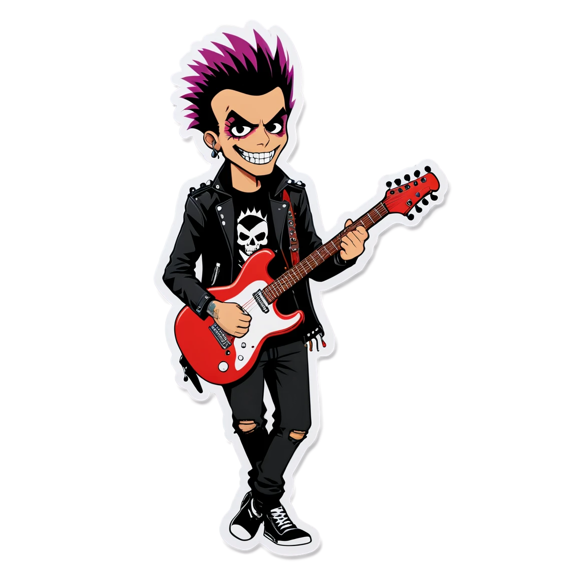 Punk sticker holding a guitar