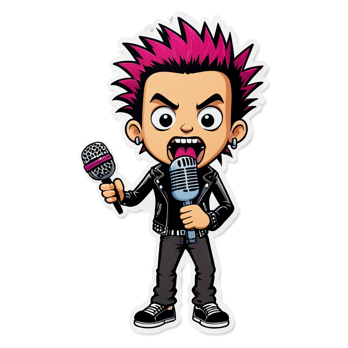 Punk sticker holding a microphone