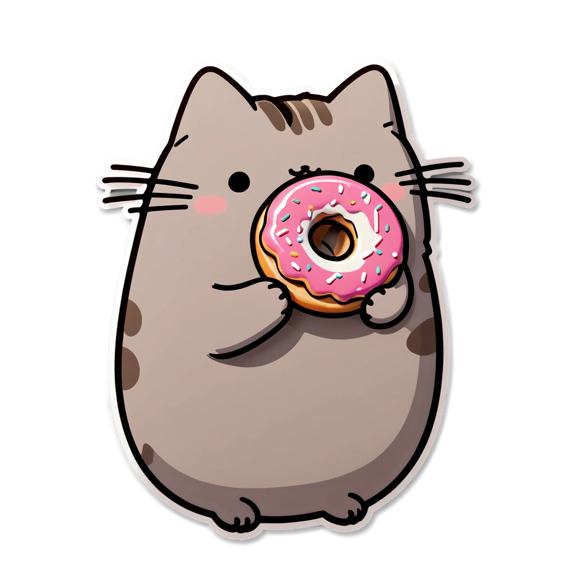 With donut, pusheen sticker, pusheen cat sticker