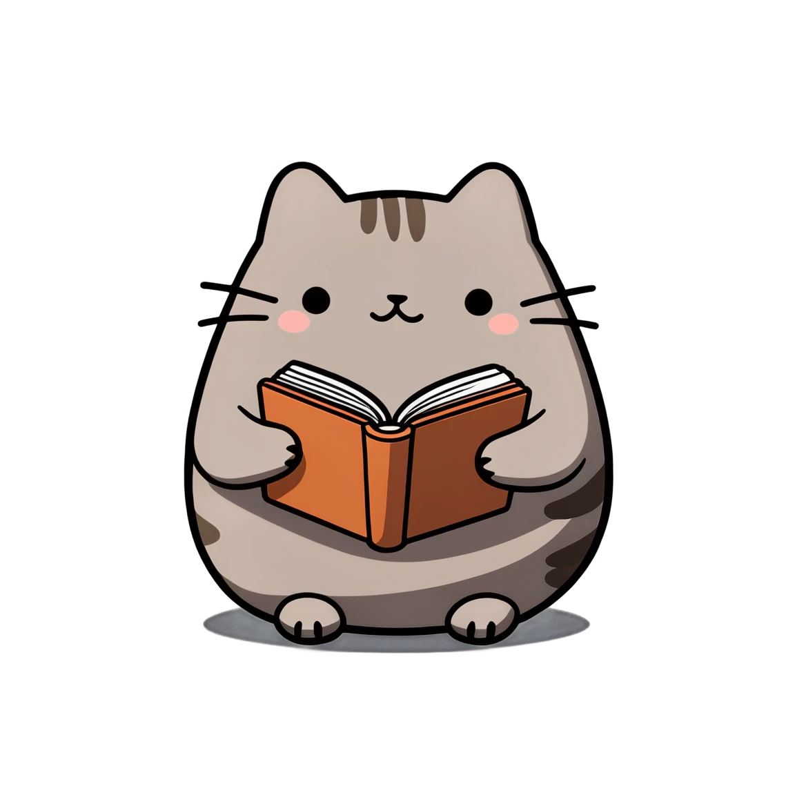 Reading, pusheen sticker, pusheen cat sticker