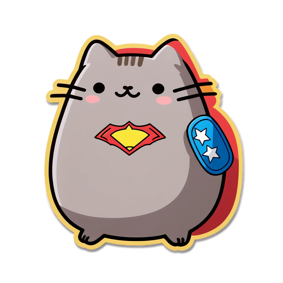 Super-hero cat, pusheen sticker, pusheen cat sticker