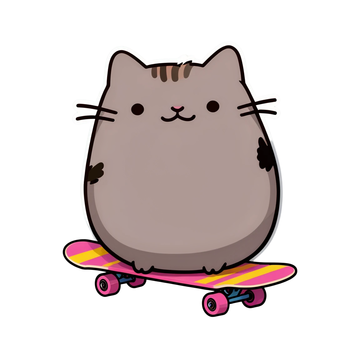 Skating, pusheen sticker, pusheen cat sticker