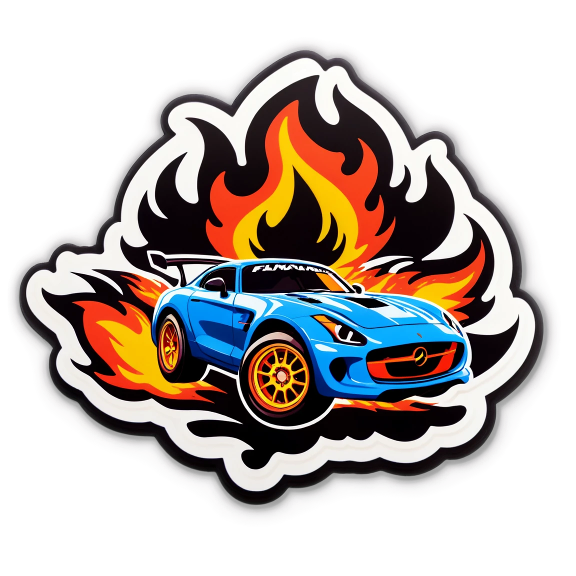 Racing sticker with flames