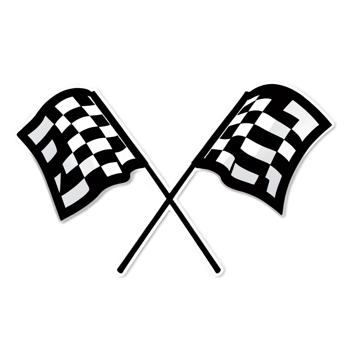 Racing sticker with checkered flags