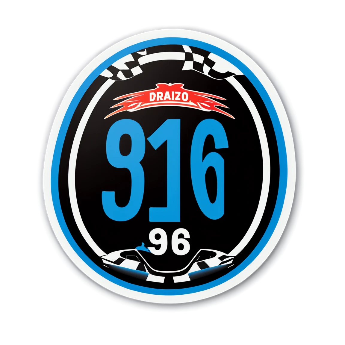 Racing sticker with car number