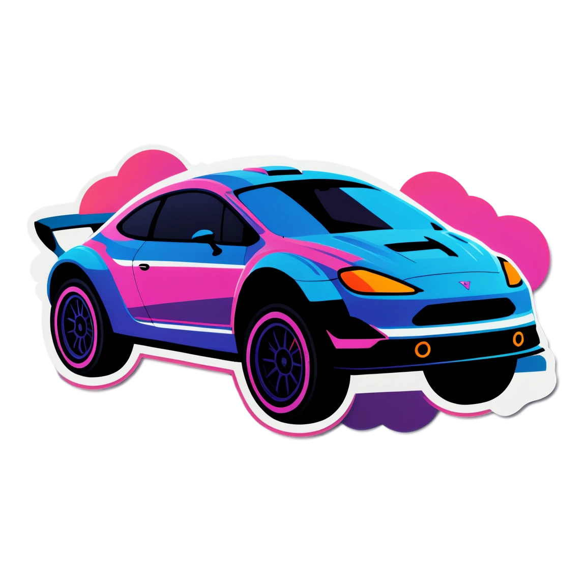 Racing sticker with neon colors