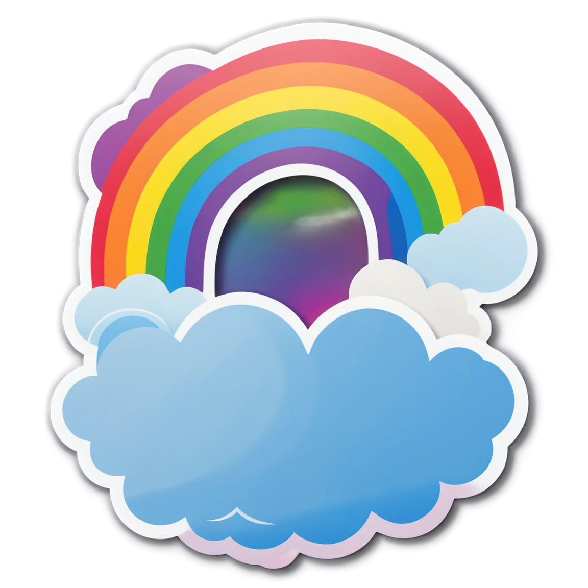 Rainbow with clouds sticker, rainbow sticker