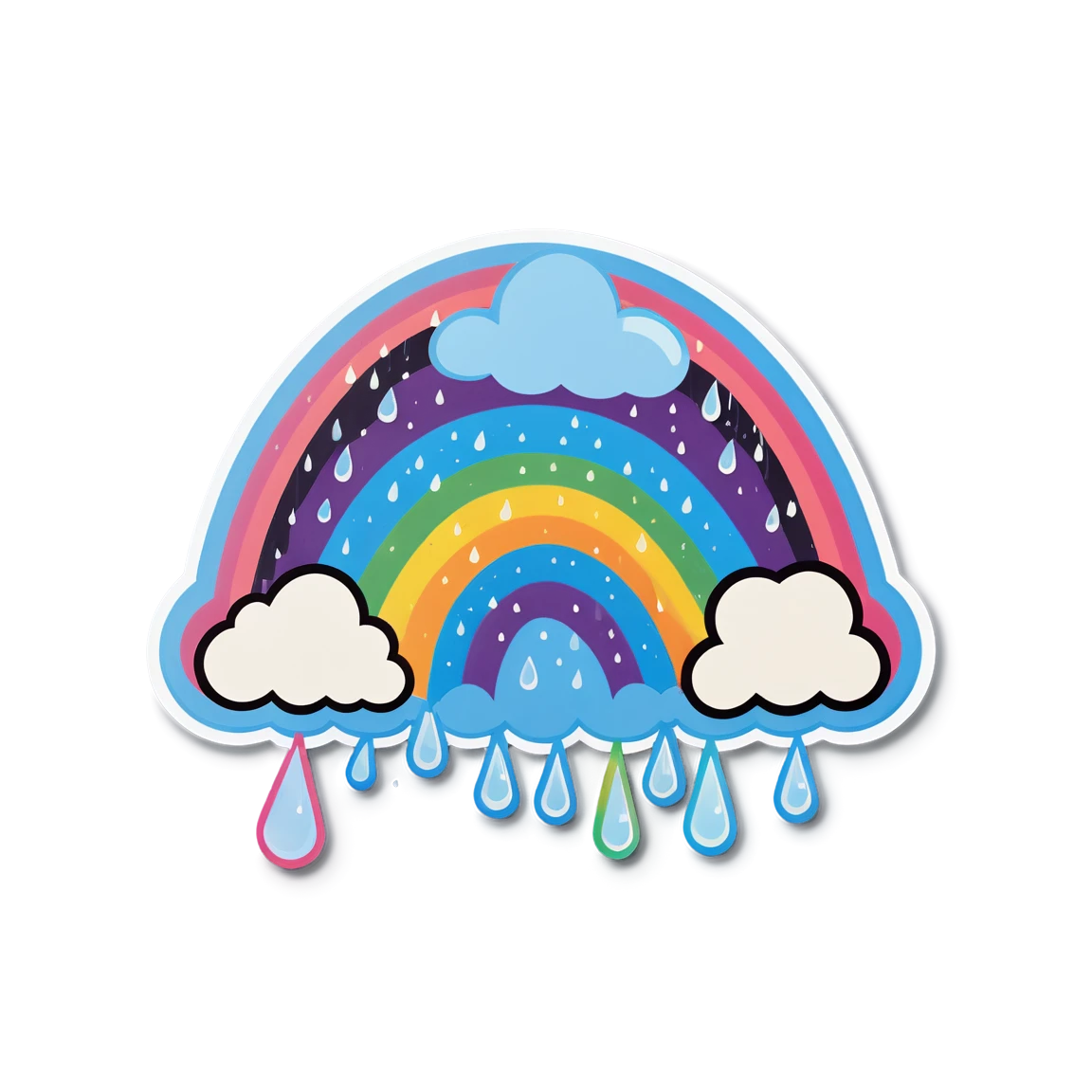 Rainbow with rain sticker, rainbow sticker