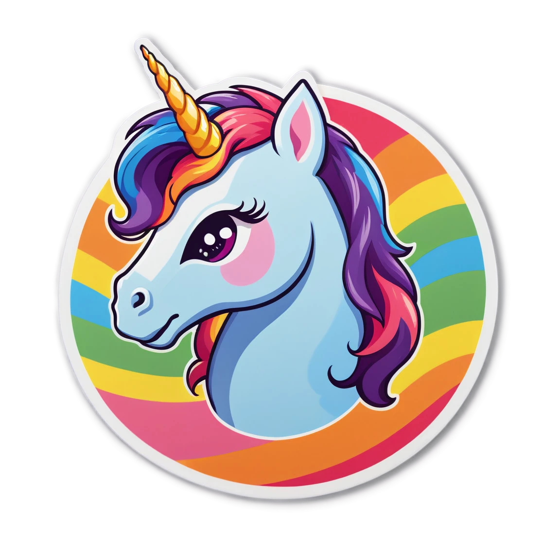 Rainbow with unicorn sticker, rainbow sticker