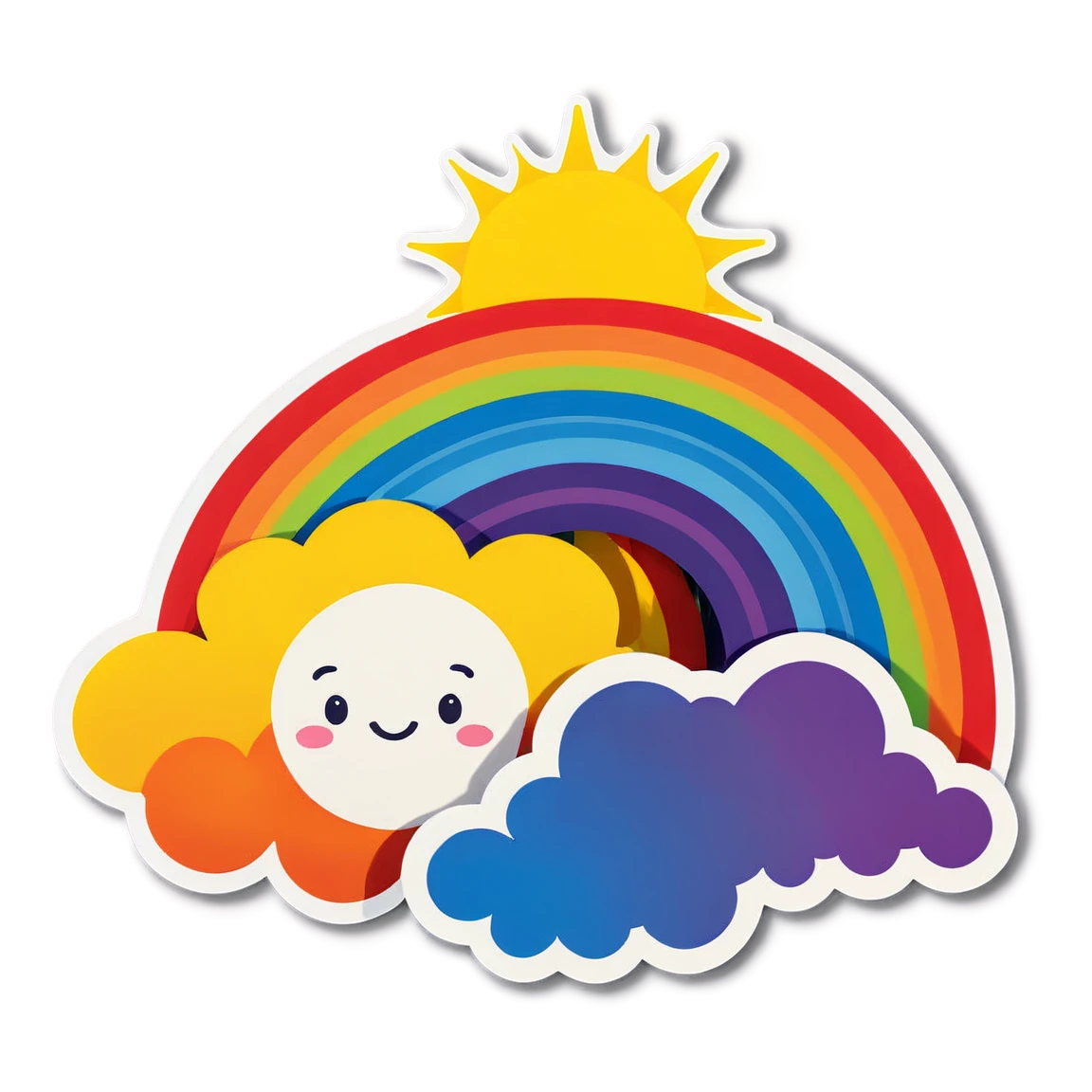 Rainbow with sun sticker, rainbow sticker