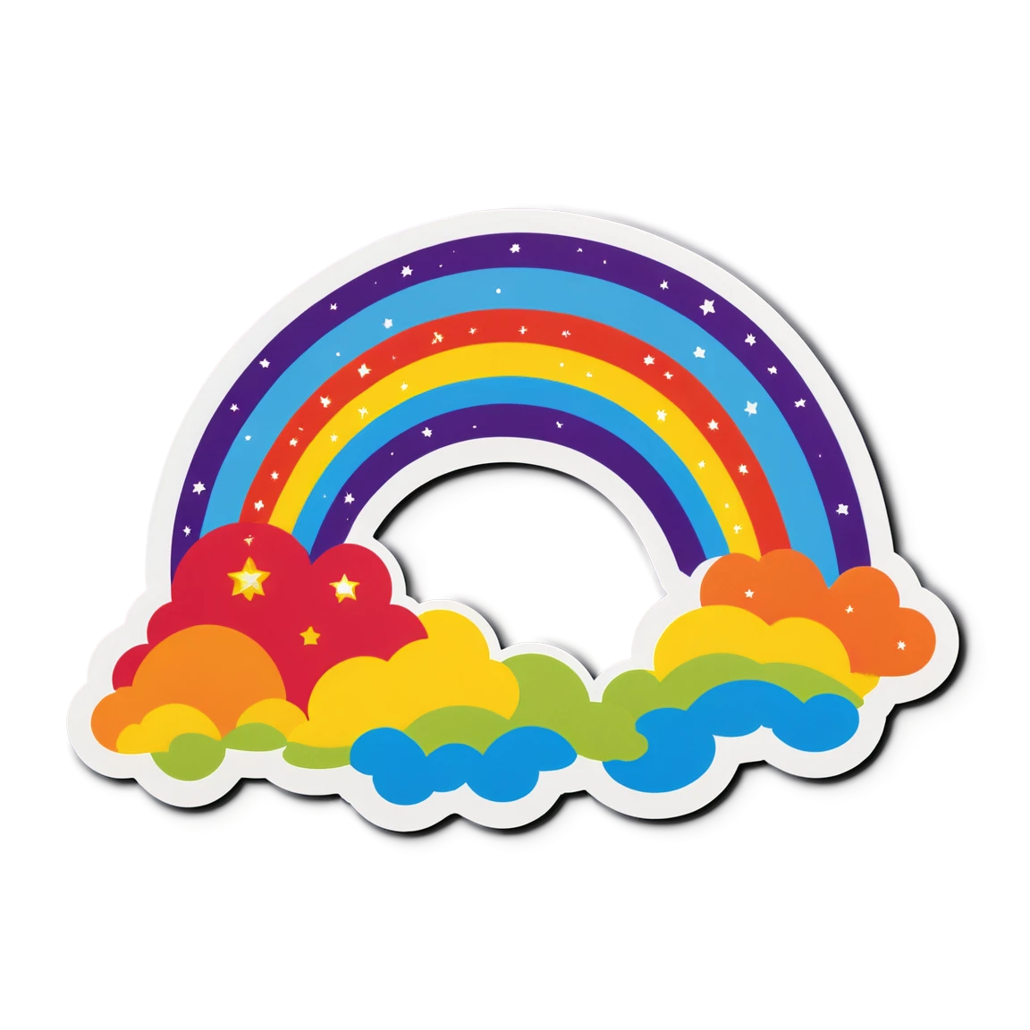 Rainbow with stars sticker, rainbow sticker