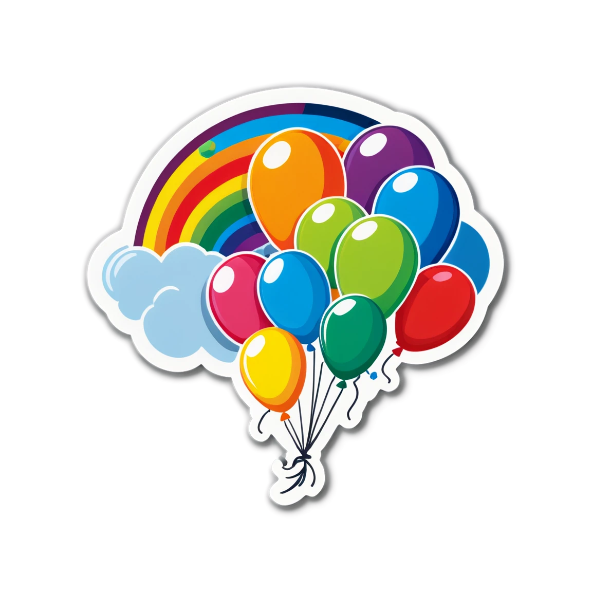 Rainbow with balloons sticker, rainbow sticker