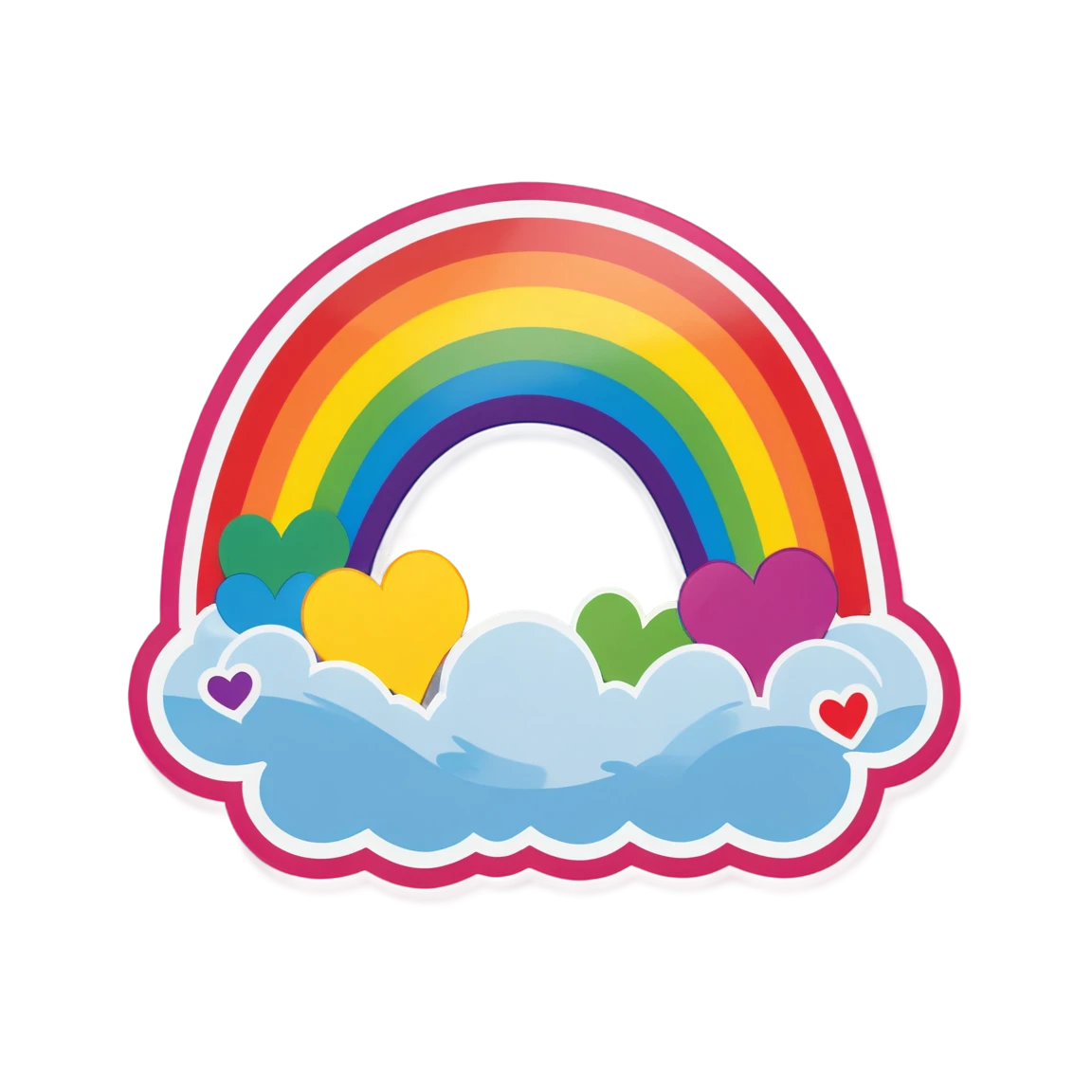 Rainbow with hearts sticker, rainbow sticker