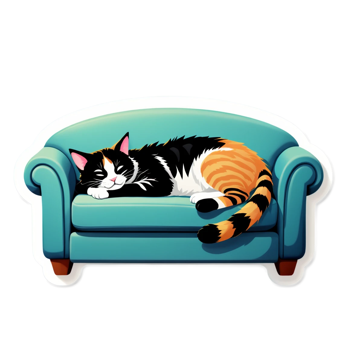 Cat sleeping in the couch, realistic cat sticker