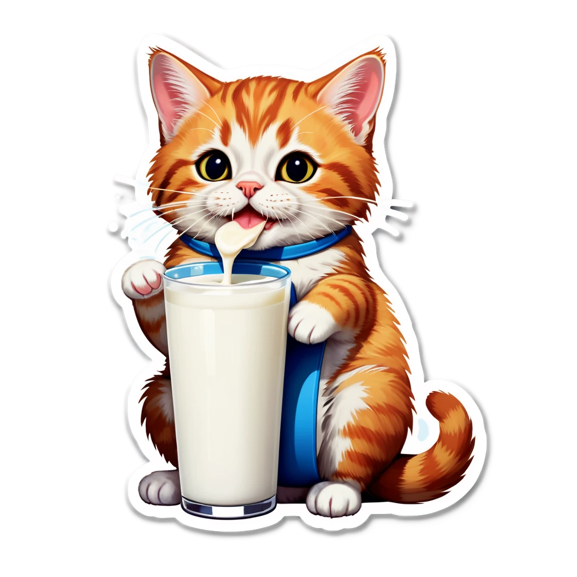 Cat drinking milk, realistic cat sticker