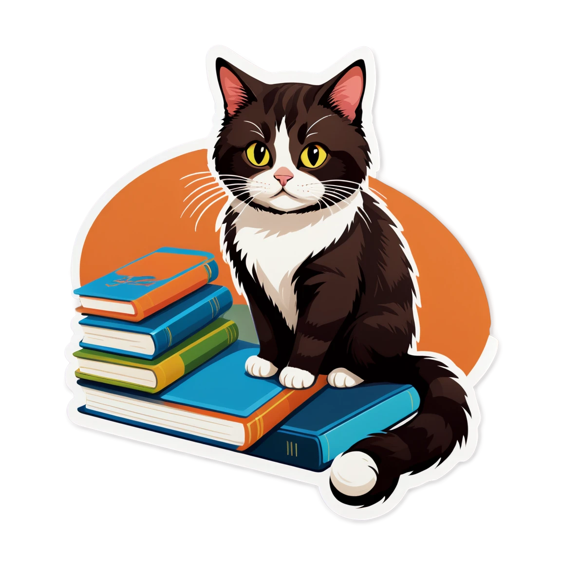 Cat reading, realistic cat sticker