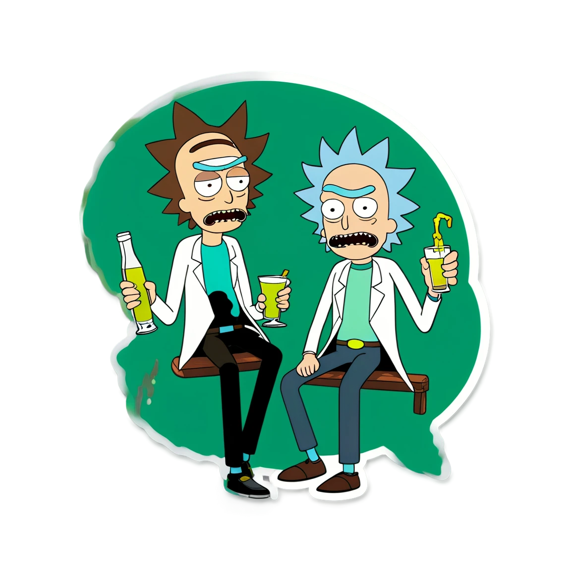 Rick and Morty drinking, Rick and Morty sticker