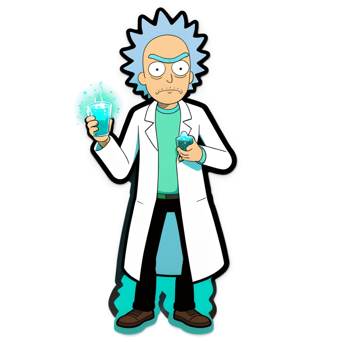 Rick and Morty wearing lab coat, Rick and Morty sticker