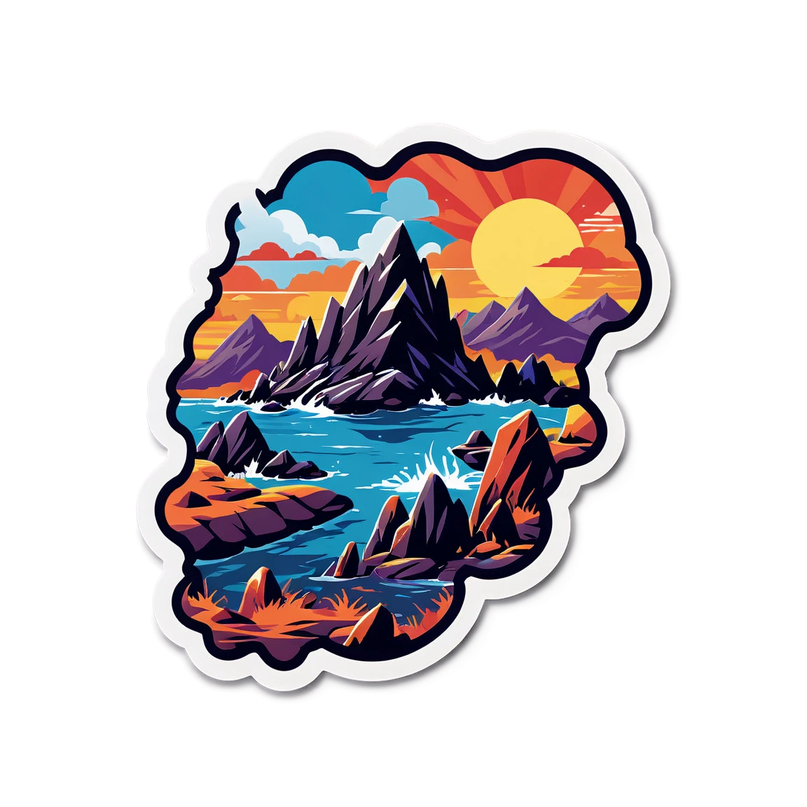 Rock stickers with jagged rock