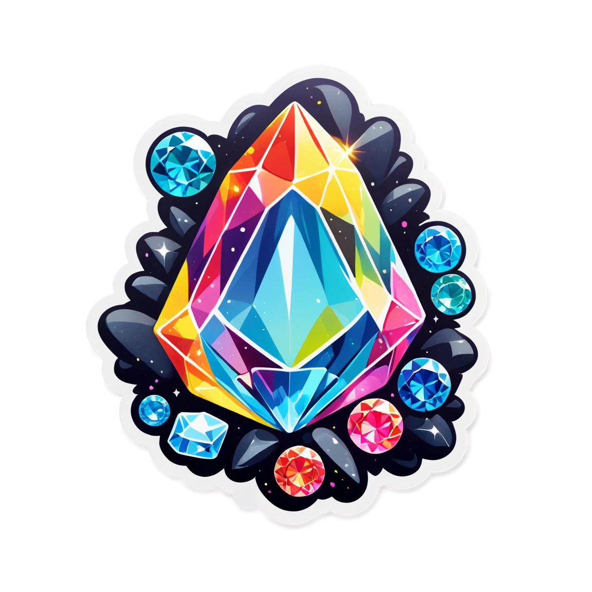 Rock stickers with sparkling gem