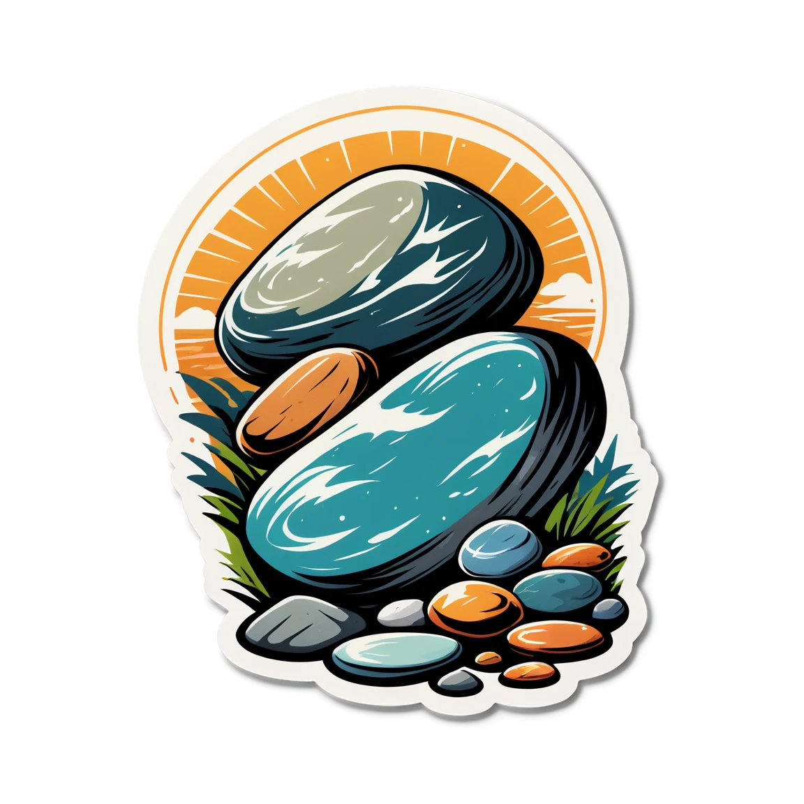 Rock stickers with river stone