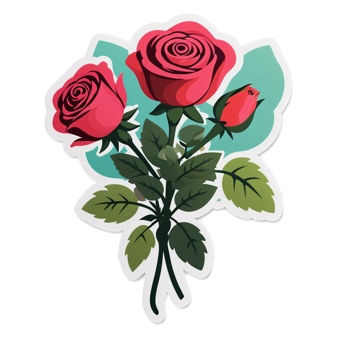 Rose sticker in a bouquet