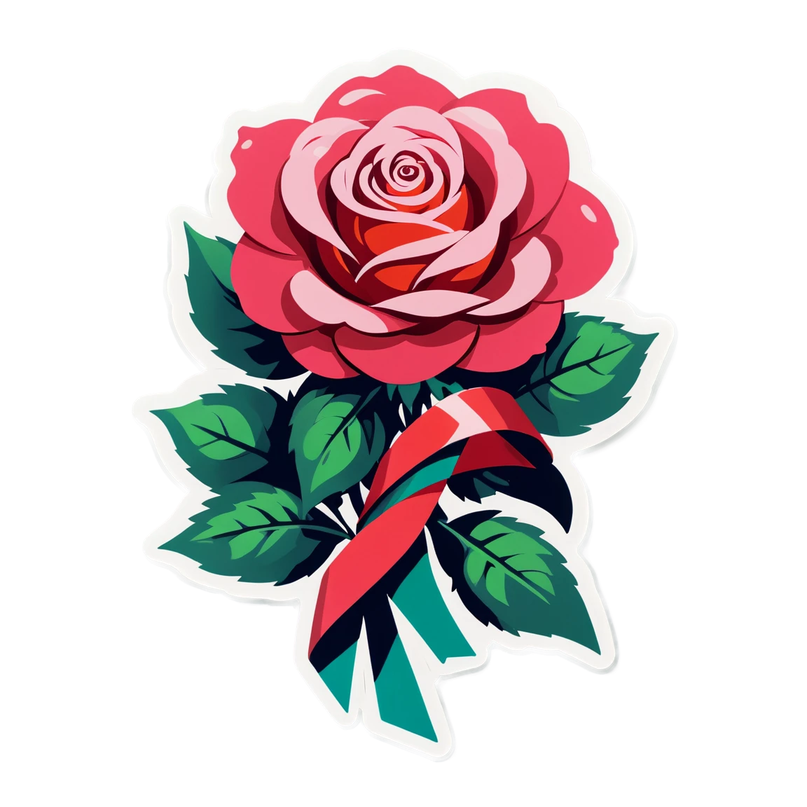 Rose sticker with ribbon