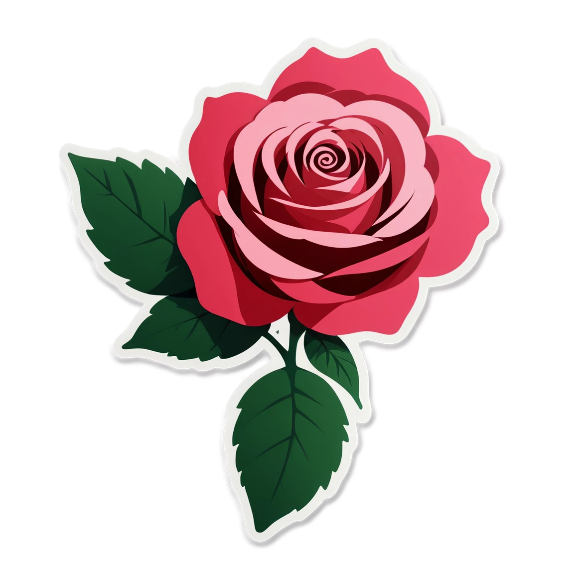 Rose sticker with single leaf