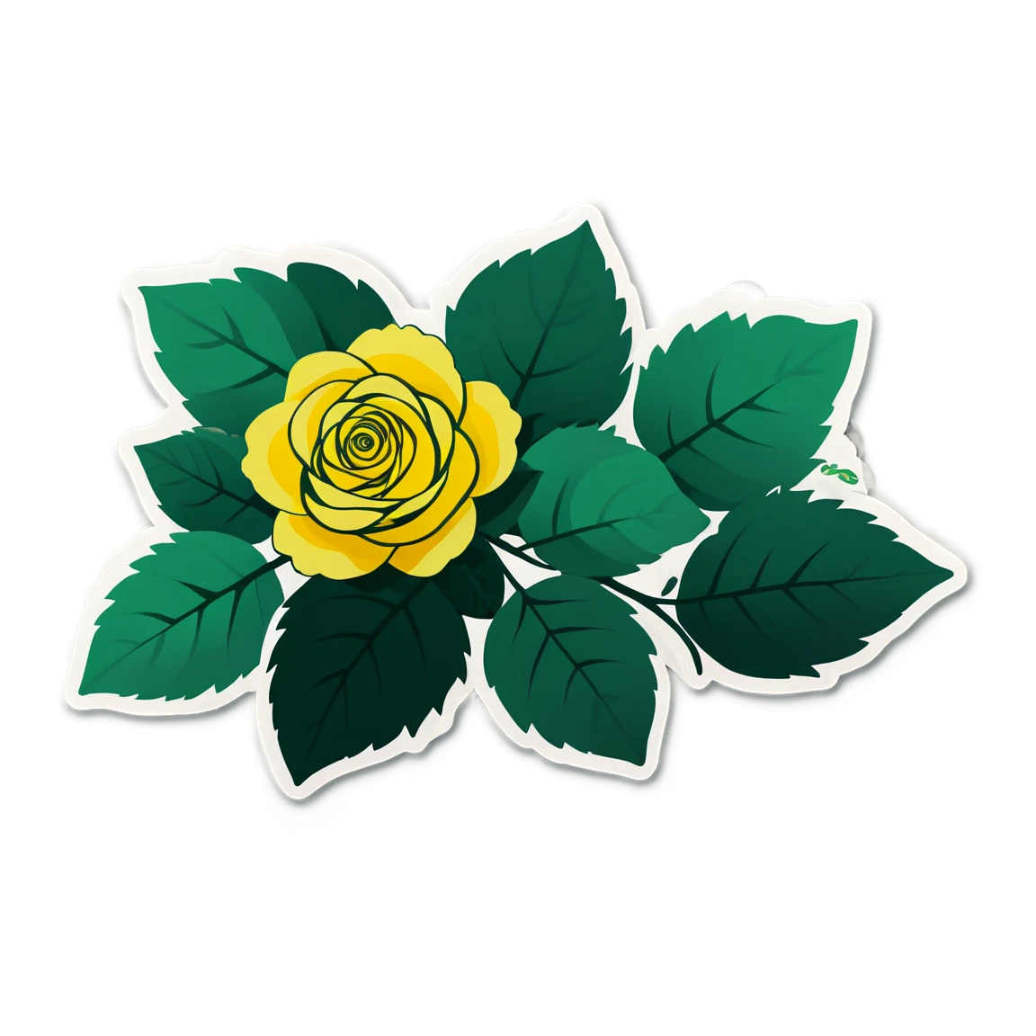 Yellow rose with leaves sticker