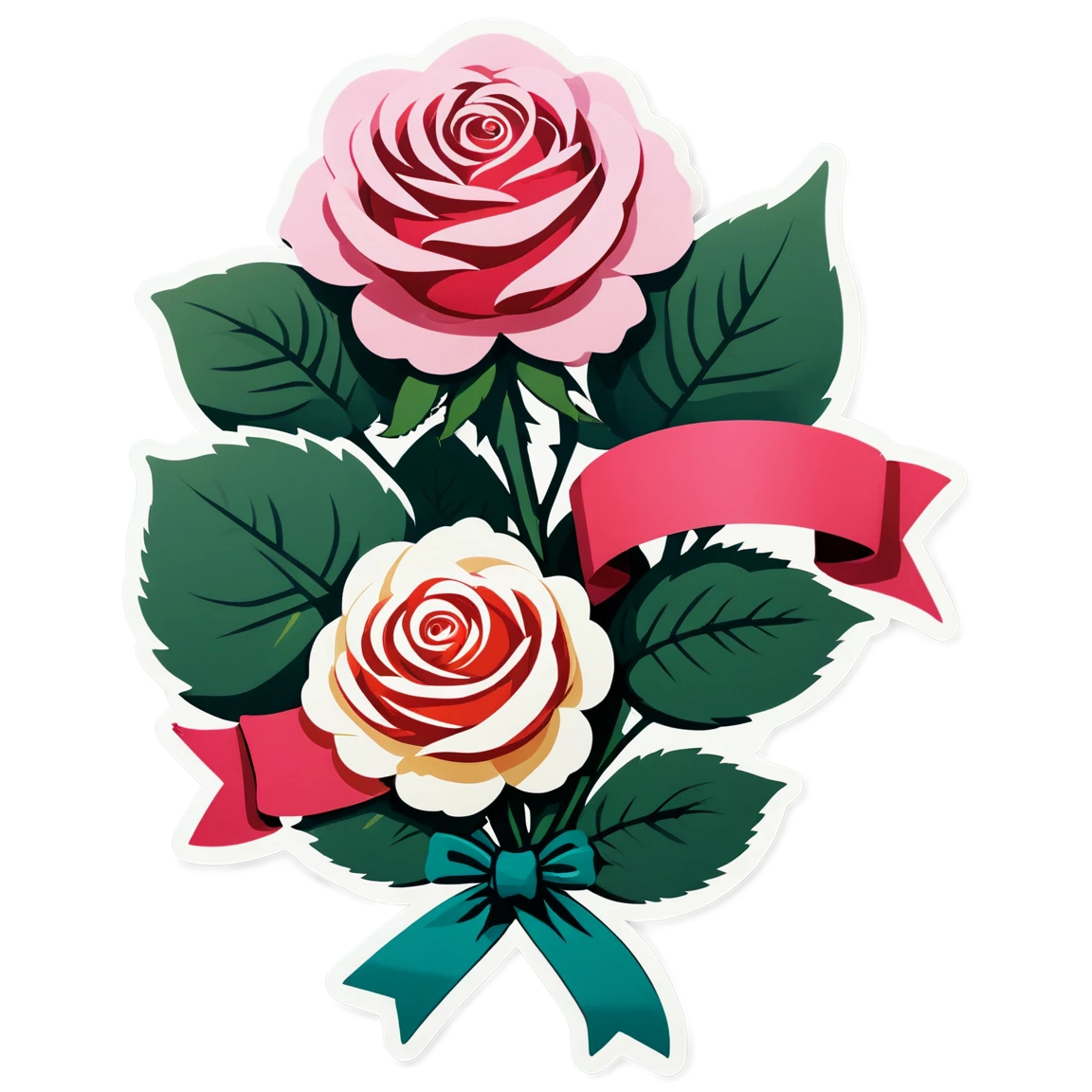 Two roses with ribbon sticker