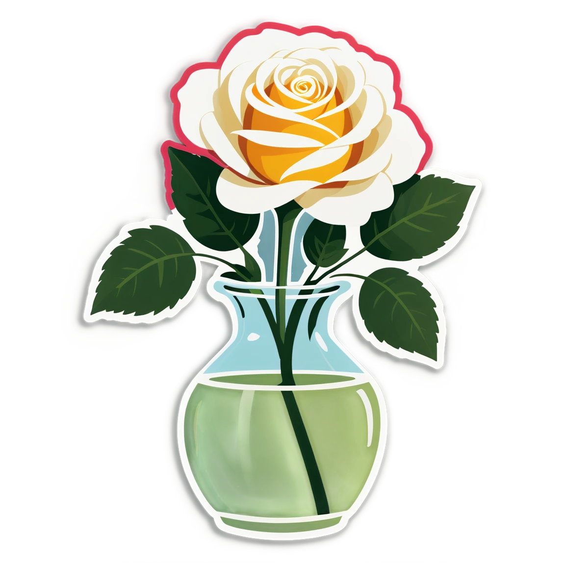 White rose in a vase sticker