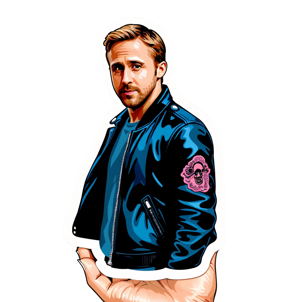 Ryan Gosling with leather jacket, Ryan Gosling sticker