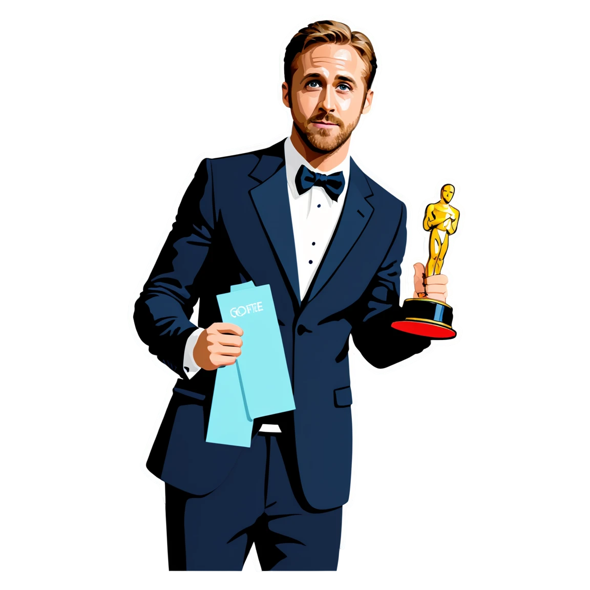 Ryan Gosling holding awards, Ryan Gosling sticker