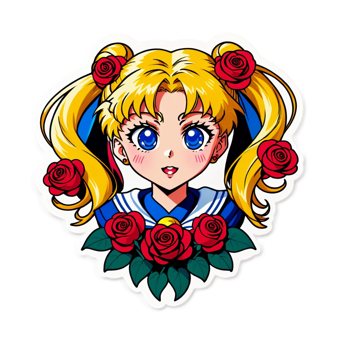 Sailor Moon with roses, Sailor Moon sticker