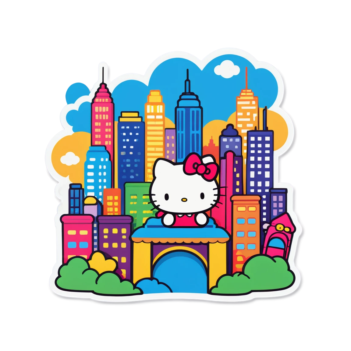 Sanrio in a cityscape