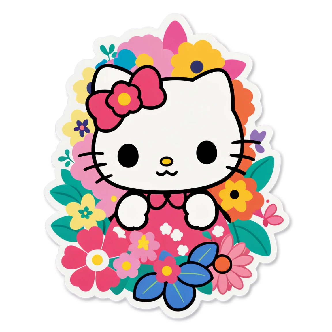 Sanrio in a floral garden